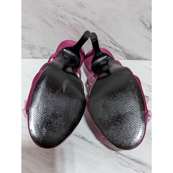 The Touch Of Nina Women's Magenta Floral Embellished 4" Heel Sandal Size 7.5 - Picture 8 of 8